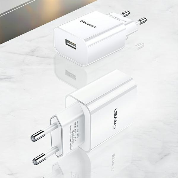 USAMS Wall Charger 1xUSB T18 2,1A white Fast Charging CC075TC01