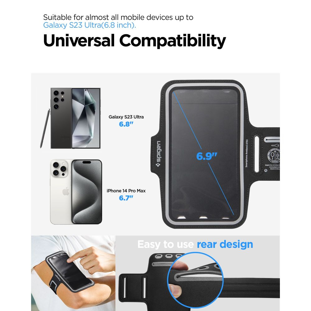 Spigen A703 Dynamic Shield Armband 6.9" Black
