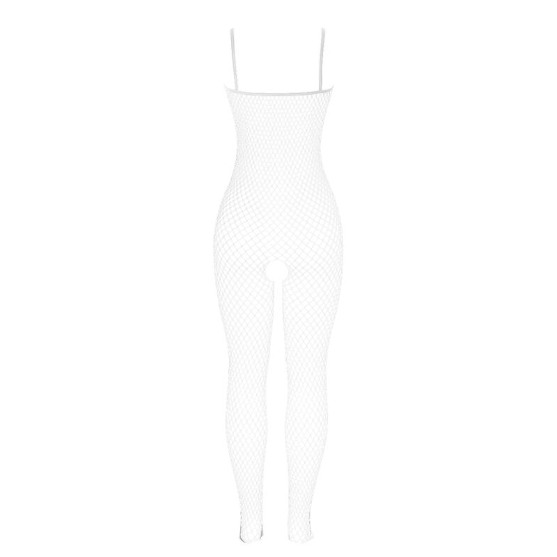 SUBBLIME - 951740 BODYSTOCKING WHITE FISHNET CROTCHLESS WITH BOWS ONE SIZE