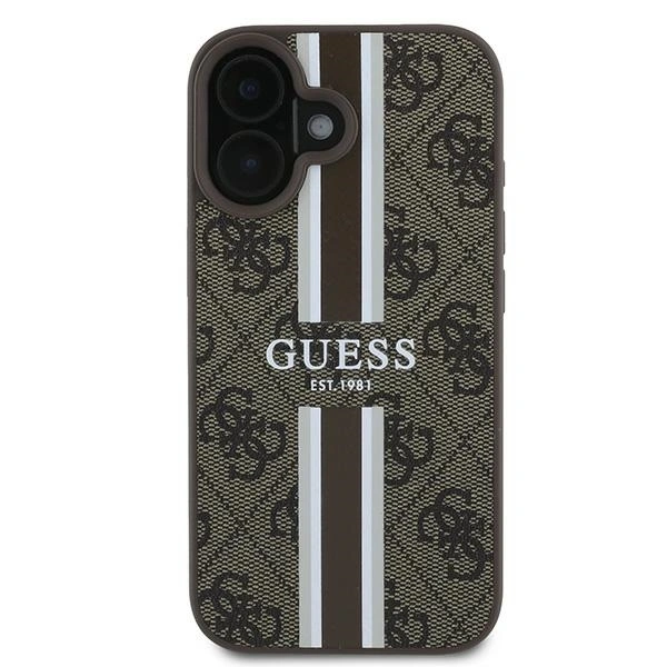 Guess GUHMP16MP4RPSW Apple iPhone 16 Plus hardcase 4G Printed Stripes MagSafe brown