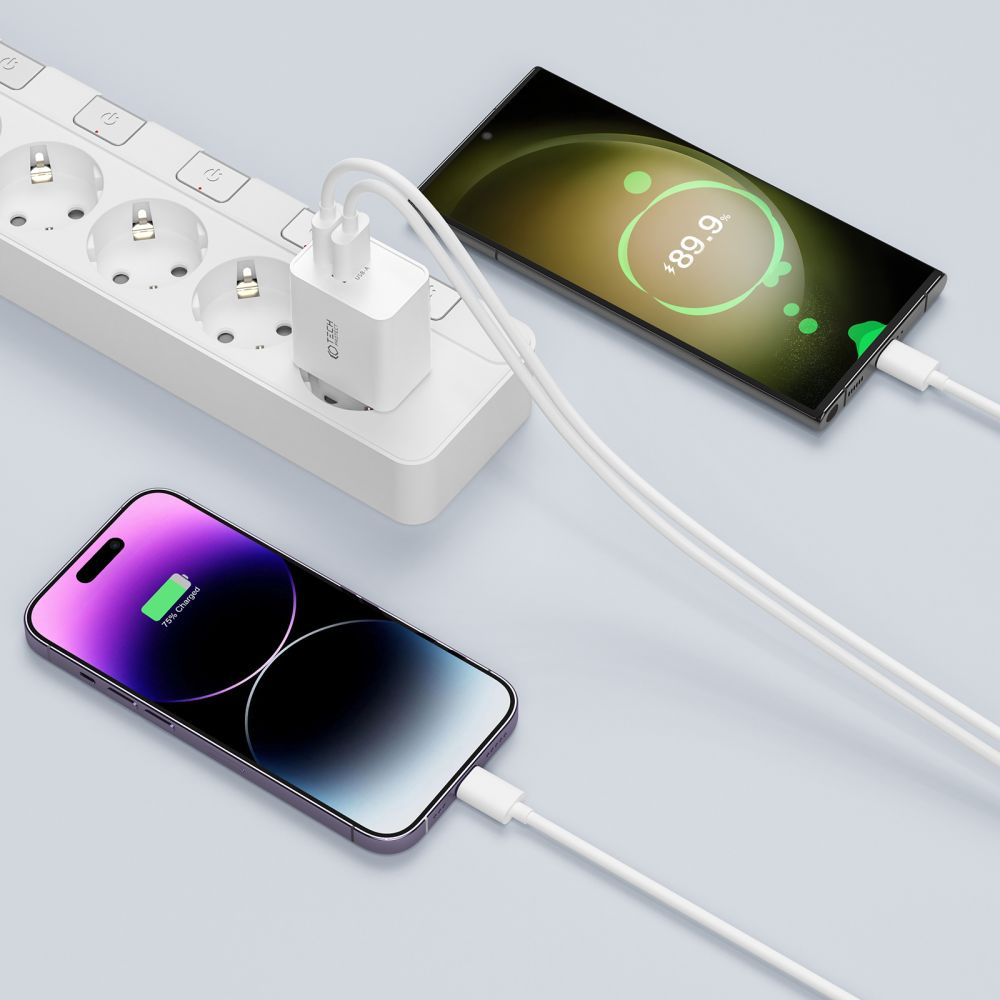 Tech-protect NC30W 2-port Network Charger PD 30W QC 3.0 White