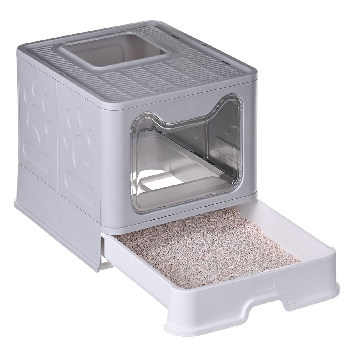 Cat Litter Box Diamentiq Yoko White Grey Plastic Cat Litter Box Diamentiq Yoko White Grey Plastic