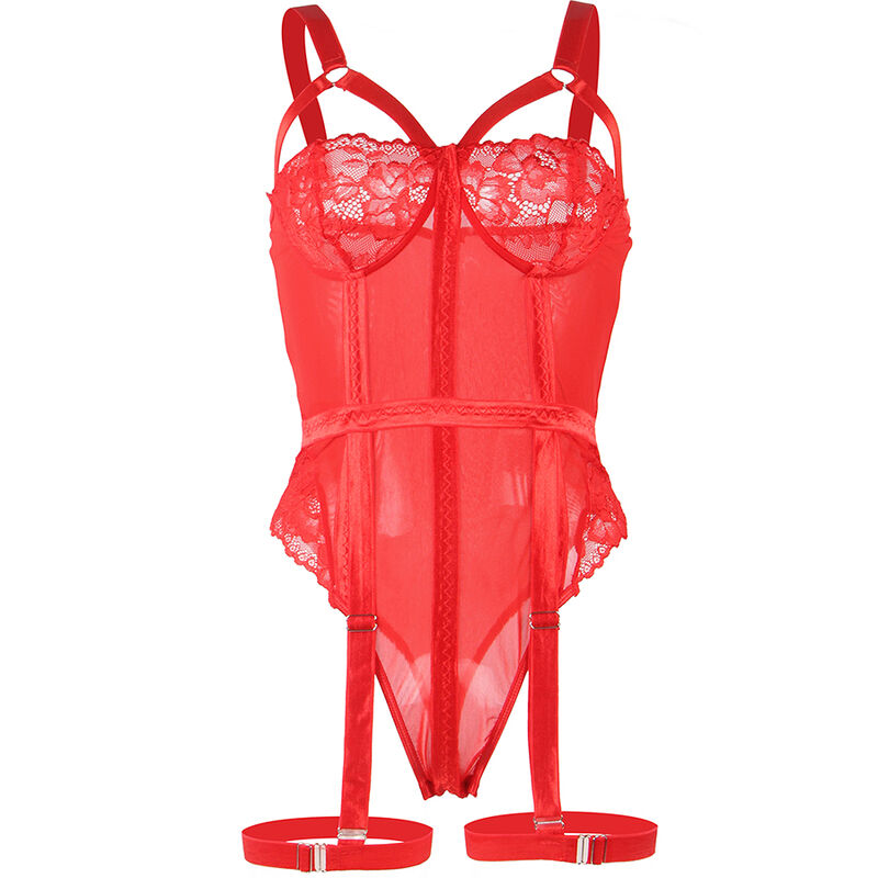 SUBBLIME - TEDDY WITH GARTER STRAP DETAIL CHEST RED S/M SUBBLIME - TEDDY WITH GARTER STRAP DETAIL CHEST RED S/M