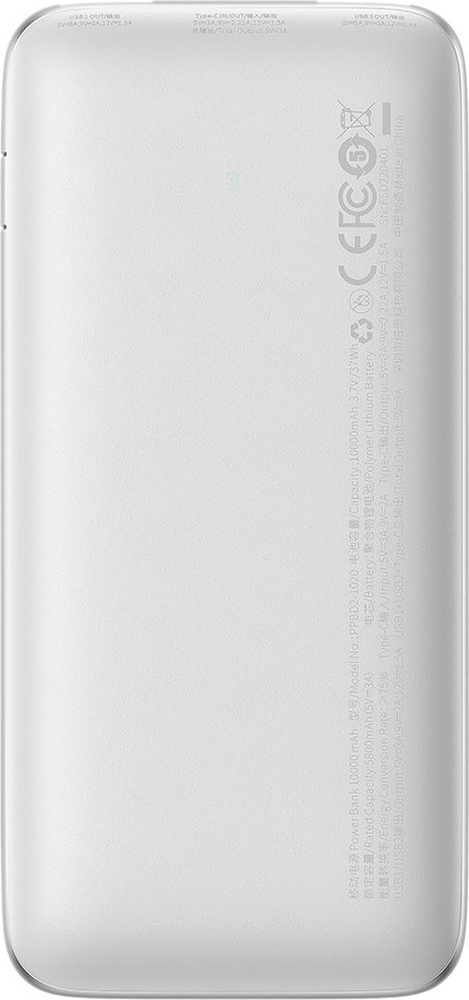 Baseus Bipow Pro powerbank 10000mAh 20W 2x USB-A + USB-C + USB 3A 0.3m cable white