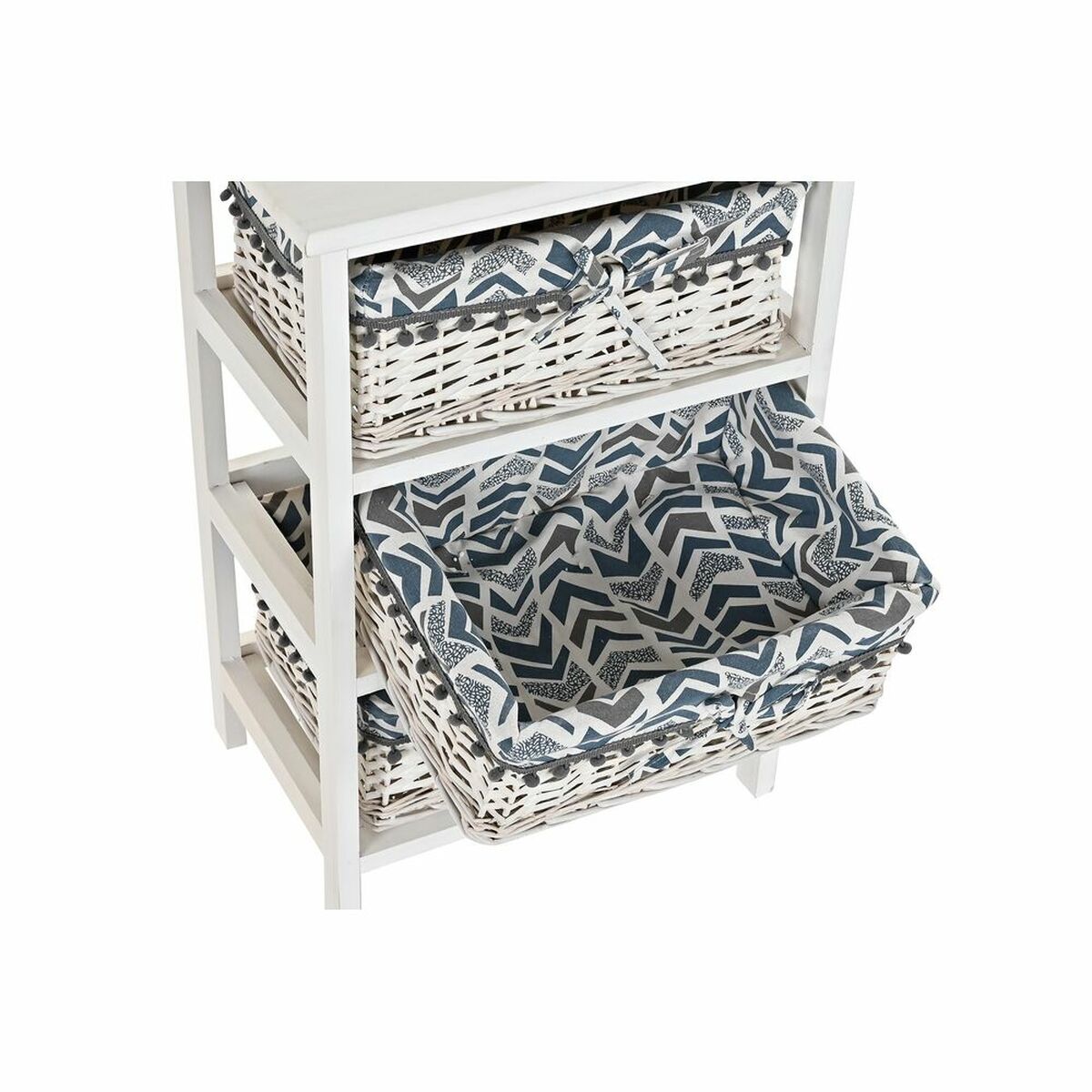Chest of drawers DKD Home Decor Blue White wicker Paolownia wood (40 x 29 x 59 cm)