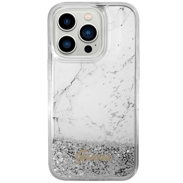 Guess GUHCP14XLCSGSGH Apple iPhone 14 Pro Max white hardcase Liquid Glitter Marble