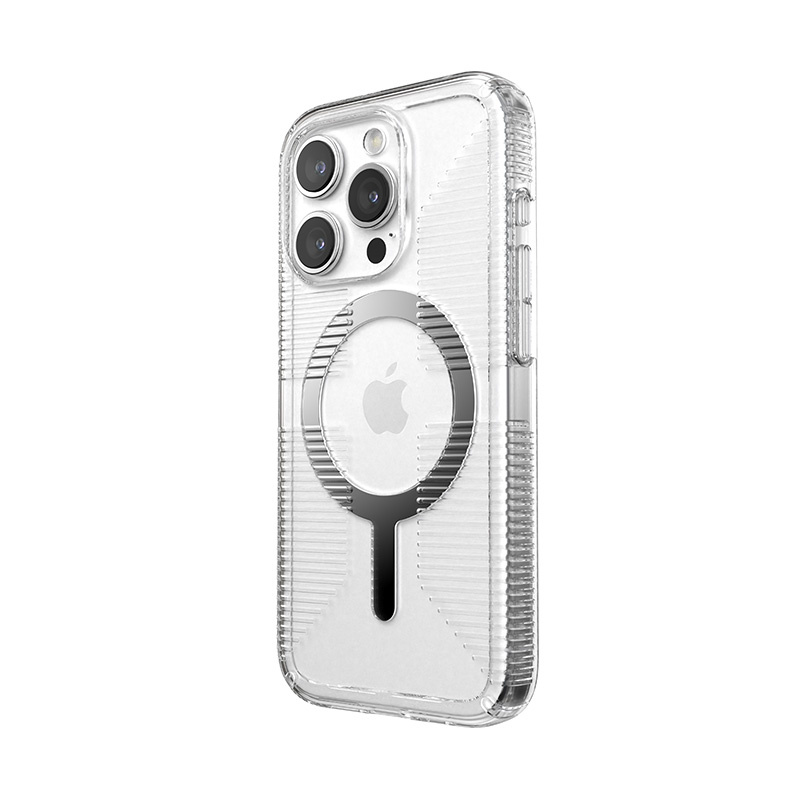 Speck Gemshell Grip MagSafe Apple iPhone 15 Pro (Clear/Chrome Finish)