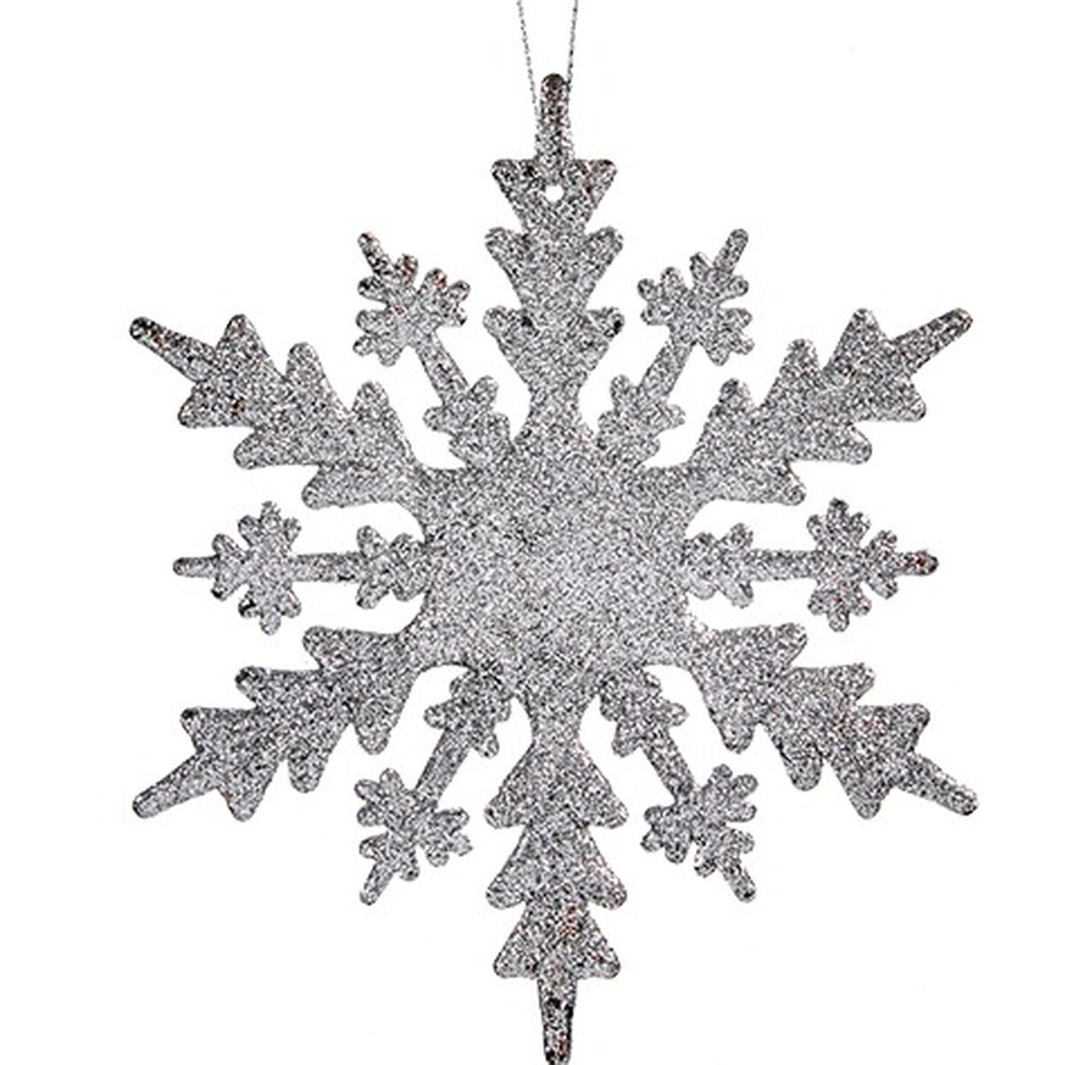 Christmas bauble Snowflakes Silver Plastic Glitter 15 x 15 x 0,2 cm (24 Units)