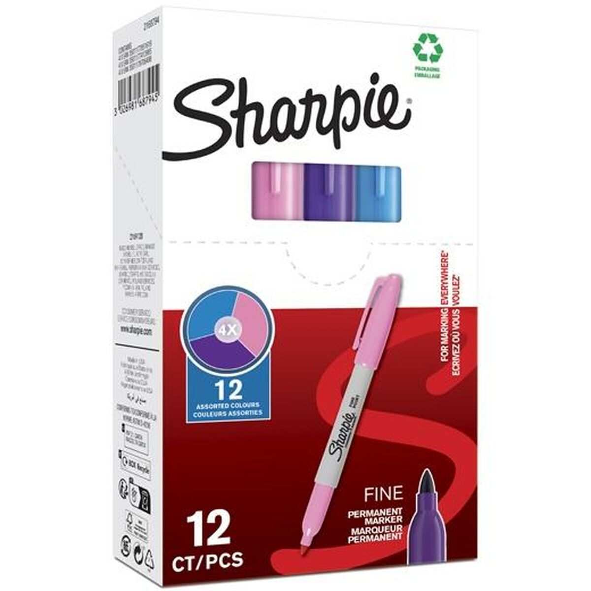 Permanent marker Sharpie Purple Pink Turquoise 0,9 mm (12 Units)