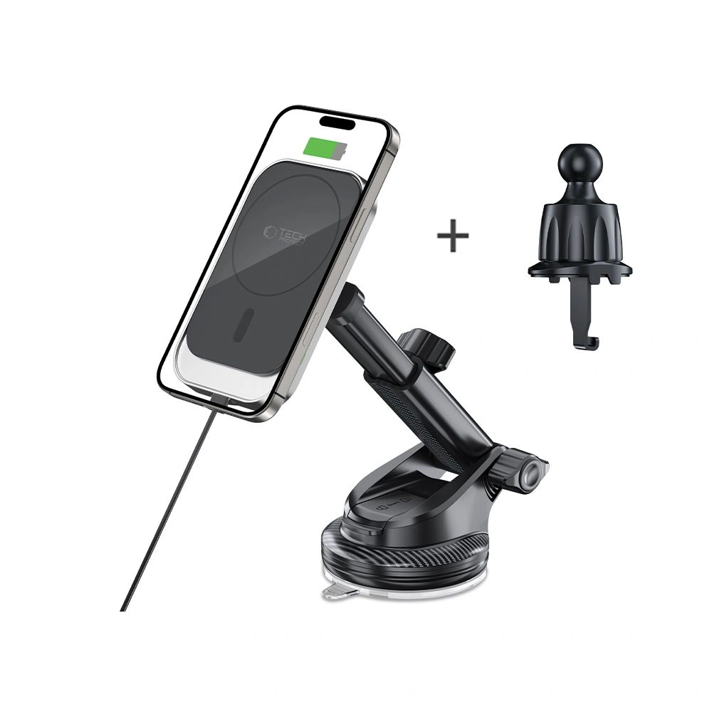 Tech-Protect MM15W-V9 Magnetic MagSafe Dashboard & Vent Car Mount Wireless Charger 15W Black