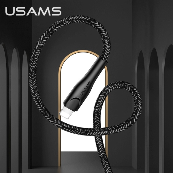 USAMS Nylon Cable U41 Lightning 2m 2A black SJ394USB01 (US-SJ394) Fast Charge