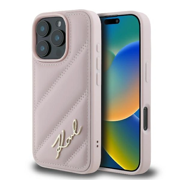 Case Karl Lagerfeld KLHCP16LPQDSMGP Apple iPhone 16 Pro hardcase Quilted Signature pink