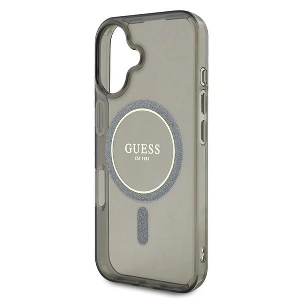 Guess GUHMP16MHFGEREK Apple iPhone 16 Plus hardcase IML Glitter Circle MagSafe black