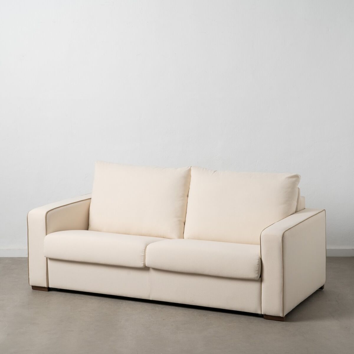 Sofa 195 x 95 x 88 cm Tkanina syntetyczna Krem