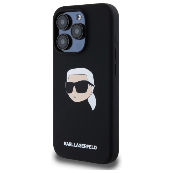 Karl Lagerfeld KLHMP15LSKHPPLK Apple iPhone 15 Pro hardcase Silicone Karl Head Print MagSafe black