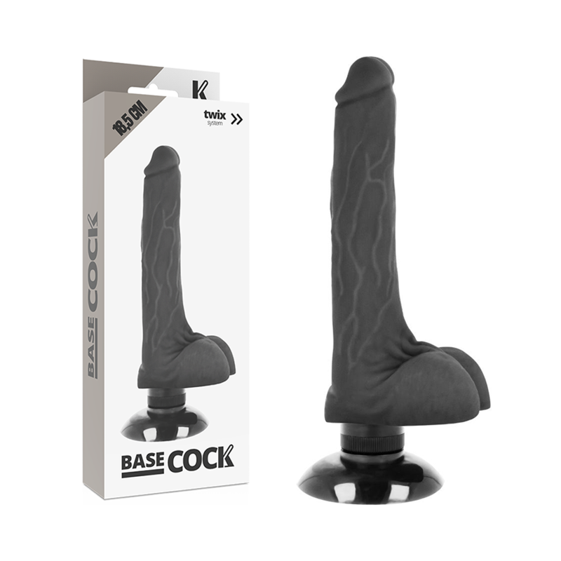 BASECOCK - REALISTIC VIBRATOR 2-1 BLACK 18.5 CM