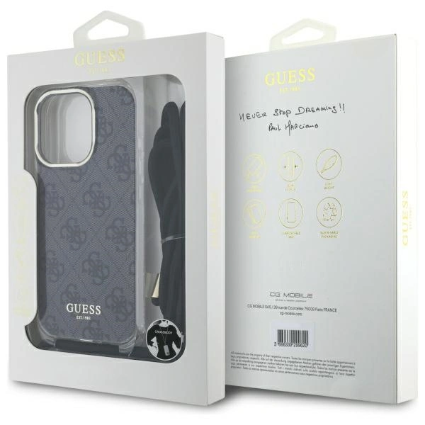Guess GUHCP16LHC4SEK Apple iPhone 16 Pro hardcase Crossbody Cord 4G Print black