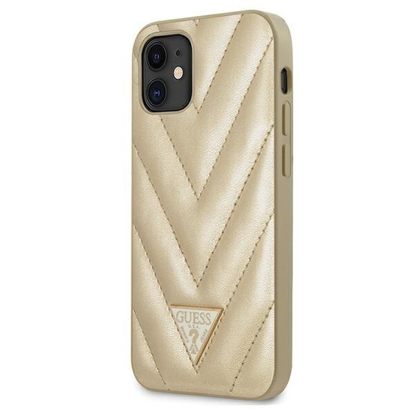 Guess GUHCP12SPUVQTMLBE Apple iPhone 12 mini gold hardcase V-Quilted Collection
