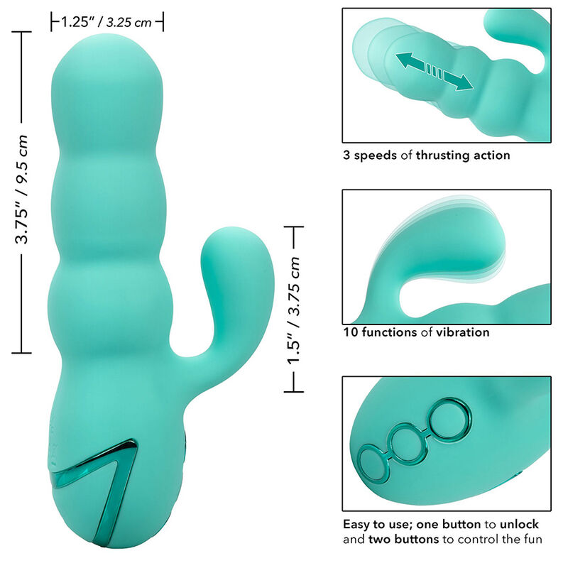 CALIFORNIA EXOTICS - DEL MAR DIVA VIBRATOR RABBIR AQUA GREEN BY CALIFORNIA DREAMING