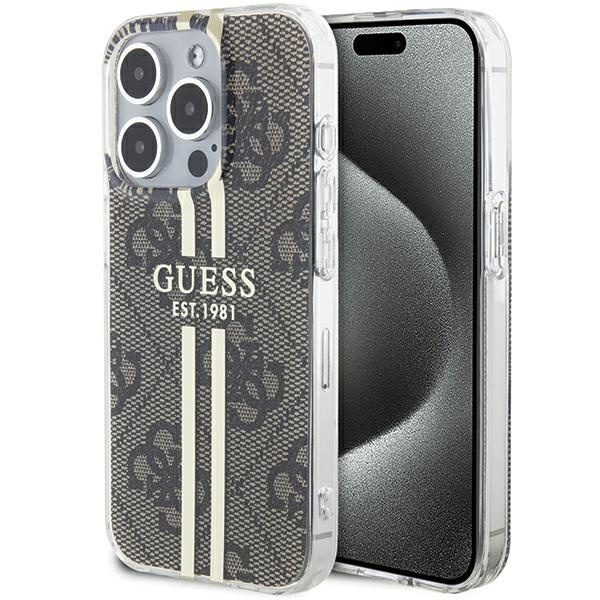 Guess GUHCP15XH4PSEGW Apple iPhone 15 Pro Max hardcase IML 4G Gold Stripe brown