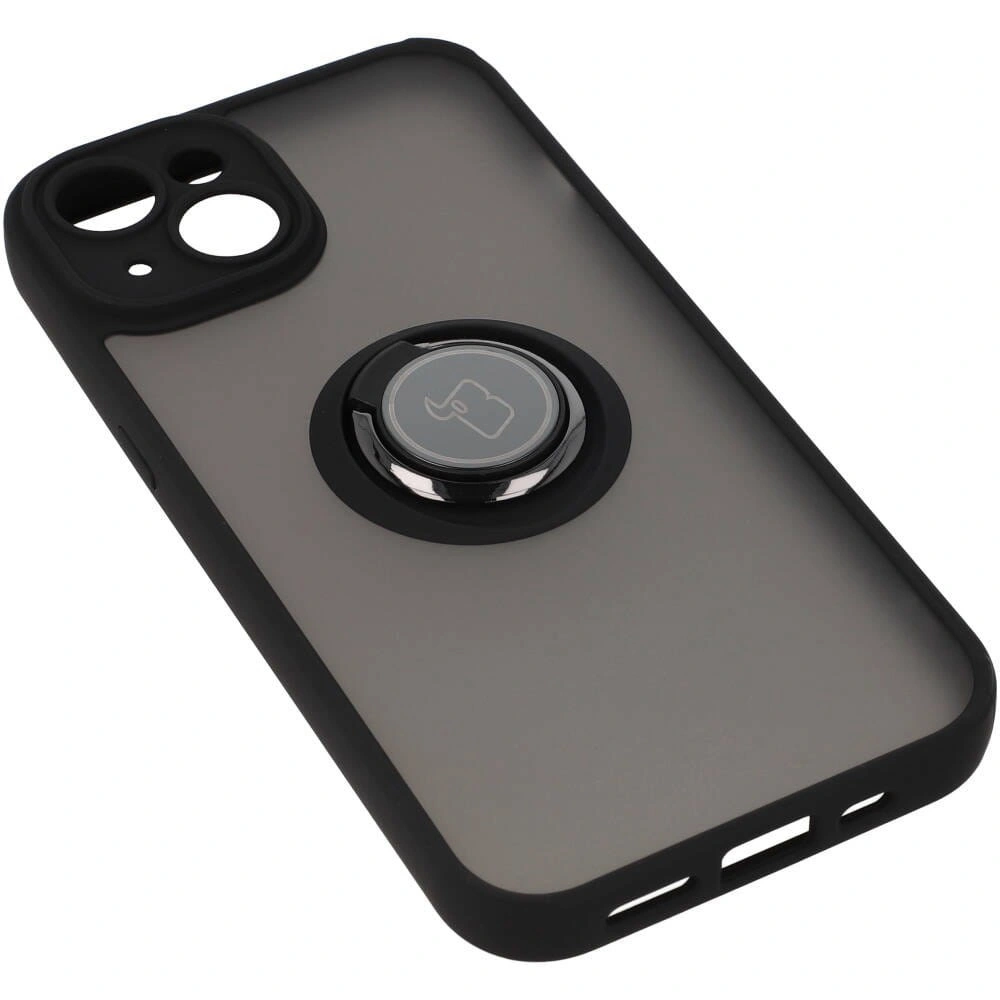 Bizon Case Hybrid Ring Apple iPhone 14 smoky with a black frame