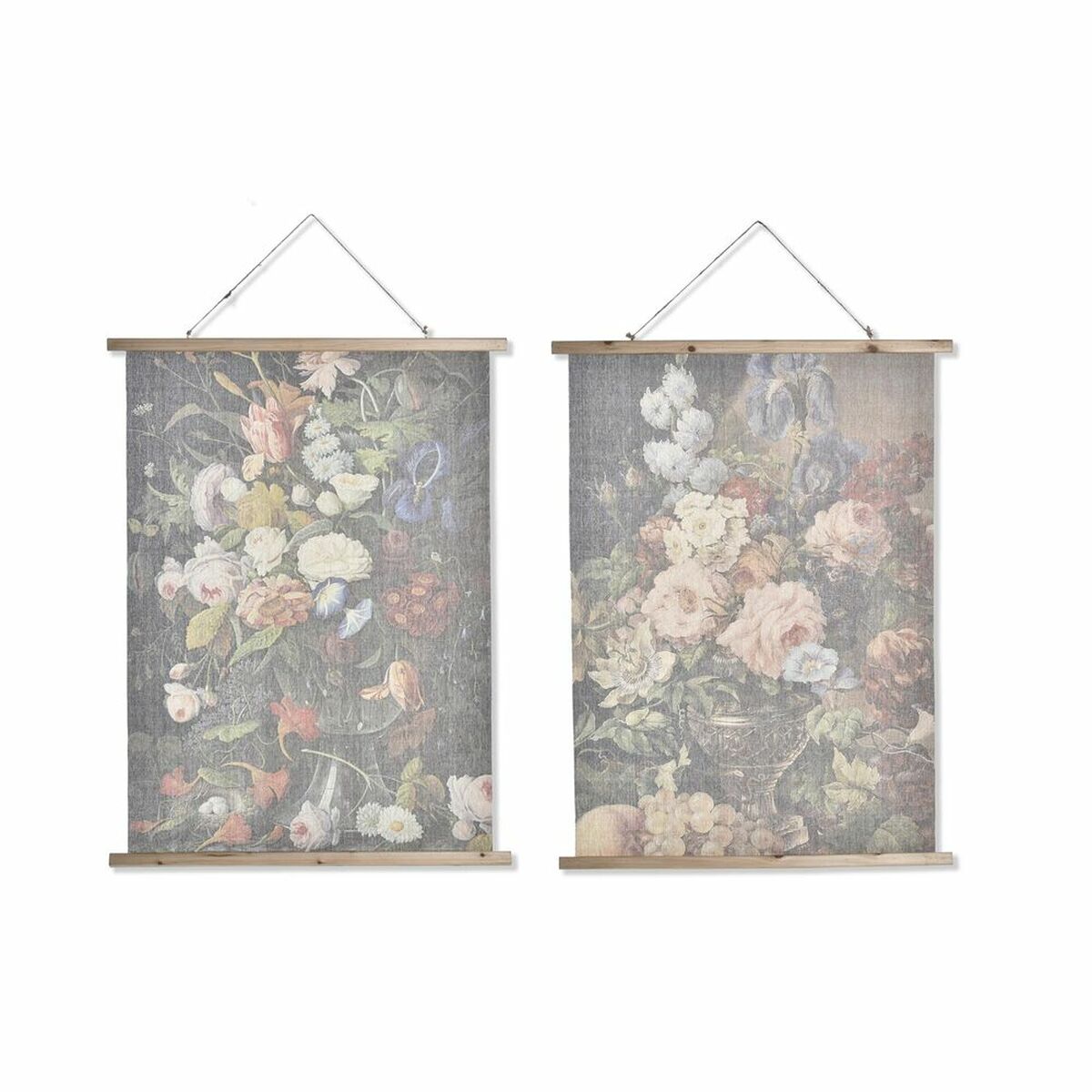 Painting DKD Home Decor 75 x 2 x 100 cm Flowers Modern (2 Units)