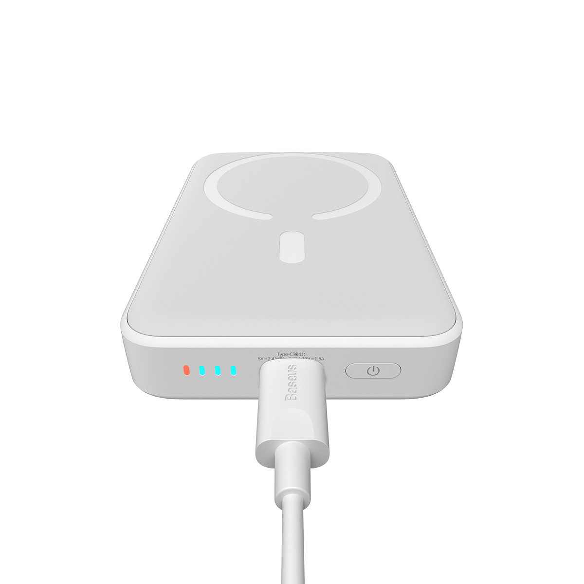 Powerbank Baseus Magnetic Mini MagSafe 15W PD QC 20W 10000mAh white (Overseas Edition) + USB-C/USB-C Cable 60W 3A 0.5m white