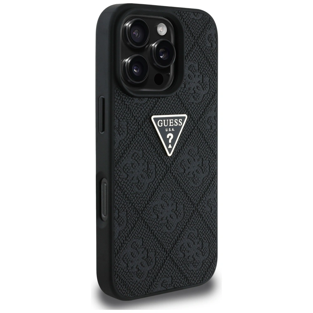 Guess Hot Stamp 4G Pattern Triangle Metal Logo Apple iPhone 16 Pro Max black