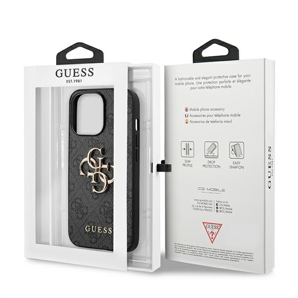 Guess GUHCP13L4GMGGR Apple iPhone 13 Pro grey hardcase 4G Big Metal Logo