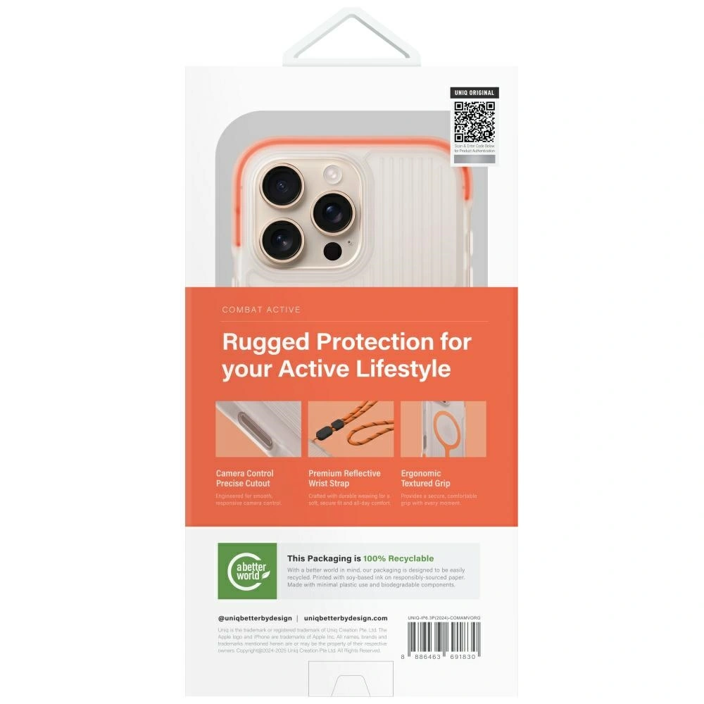 UNIQ Combat Active Apple iPhone 16 Pro Magclick Charging orange