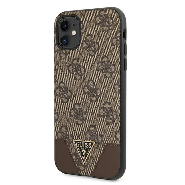 Guess GUHCN61PU4GHBR Apple iPhone 11 brown hardcase 4G Triangle Collection