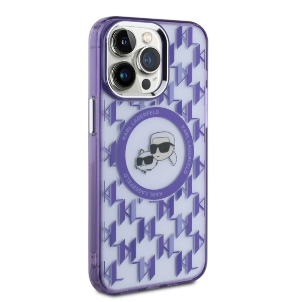 Karl Lagerfeld KLHMP15LHMCKMHU Apple iPhone 15 Pro IML Monogram Karl&Choupette Head MagSafe purple