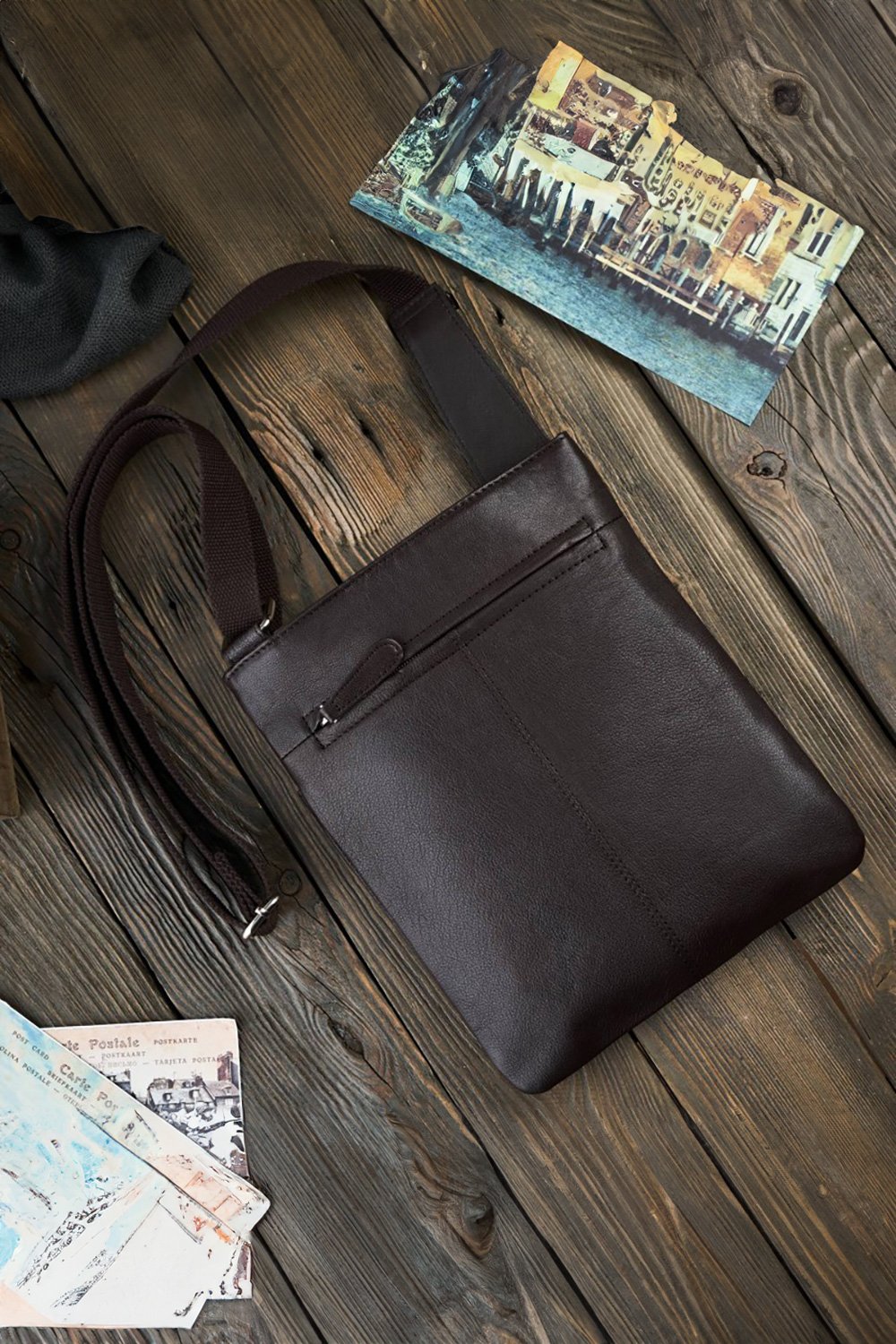  Natural leather bag model 191539 Galanter  brown
