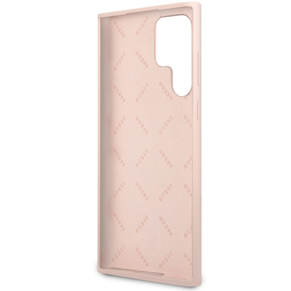 Guess GUHCS23LLSLMGPP Samsung Galaxy S23 Ultra pink hardcase Silicone Script Metal Logo