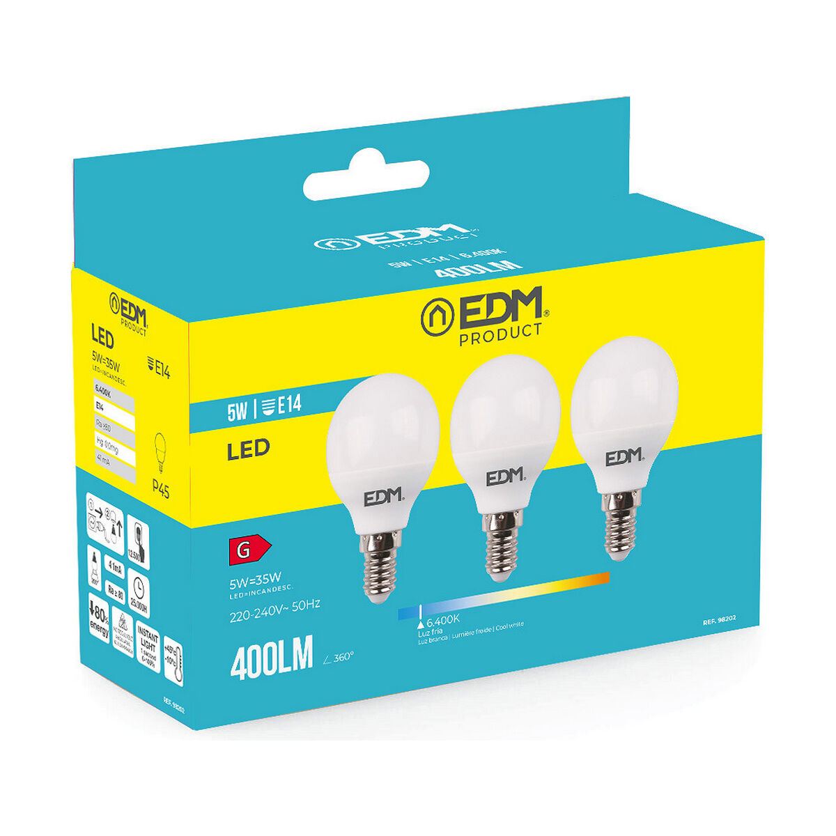 LED lamp EDM 5 W E14 G 400 lm (6400K)