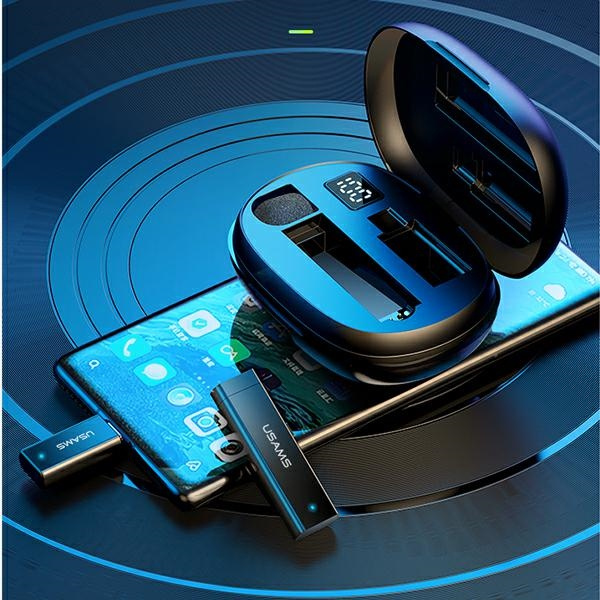 USAMS ENC 2.4G Wireless Lavalier Microphone USB-C + 2x adapter ZB247MKF01 (US-ZB247)