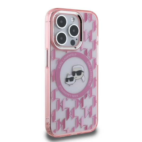 Karl Lagerfeld KLHMP15LHMCKMHP Apple iPhone 15 Pro IML Monogram Karl&Choupette Head MagSafe pink