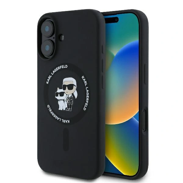 Karl Lagerfeld KLHMP16MSCMKCRHK Apple iPhone 16 Plus hardcase Silicone Karl&Choupette Ring MagSafe black