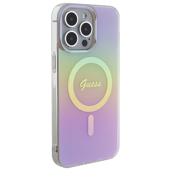 Guess GUHMP15LHITSP Apple iPhone 15 Pro hardcase IML Iridescent MagSafe pink
