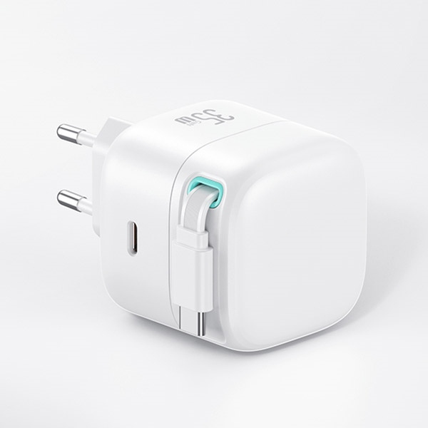 USAMS US-CC202 wall charger USB-C + USB-C cable PD QC 35W white