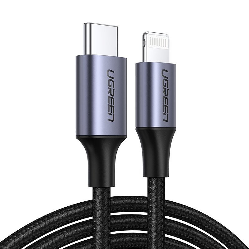 UGREEN USB-C to Lightning M/M Cable Aluminum Shell Braided 1m (Black)