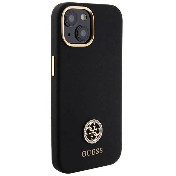 Guess GUHCP15SM4DGPK Apple iPhone 15 hardcase Silicone Logo Strass 4G black