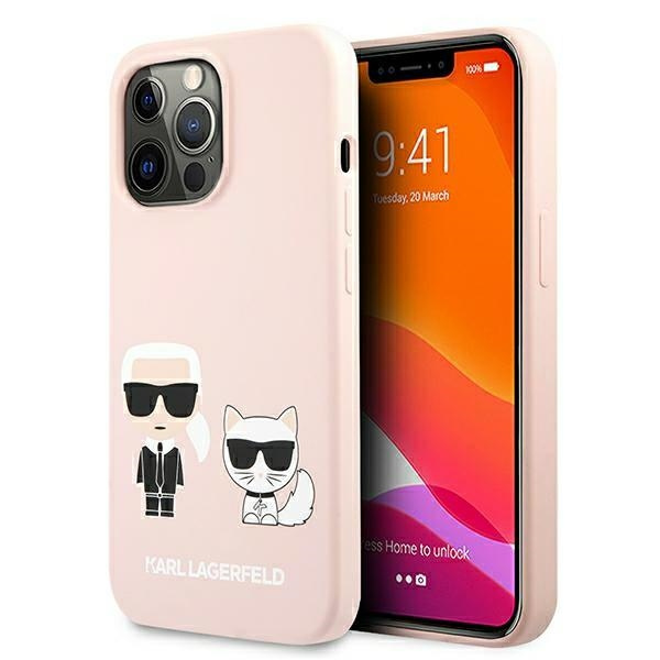 Karl Lagerfeld KLHMP13XSSKCI Apple iPhone 13 Pro Max hardcase light pink Silicone Ikonik Karl & Choupette Magsafe