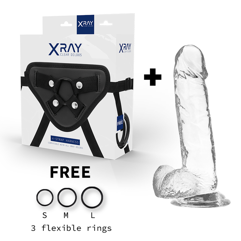 XRAY HARNESS + CLEAR COCK WITH BALLS 20CM X 4.5CM