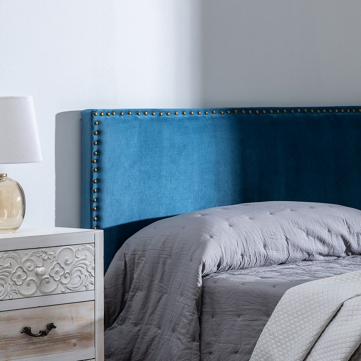 Zagłówek do łóżka 180 x 6 x 60 cm Tkanina syntetyczna Niebieski