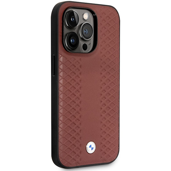 BMW BMHCP14X22RFGR Apple iPhone 14 Pro Max burgundy Leather Diamond Pattern