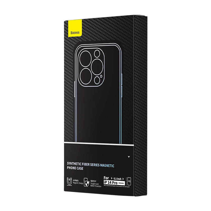 Baseus Synthetic Fiber Series Apple iPhone 14 Pro (black) + tempered glass + cleaner kit