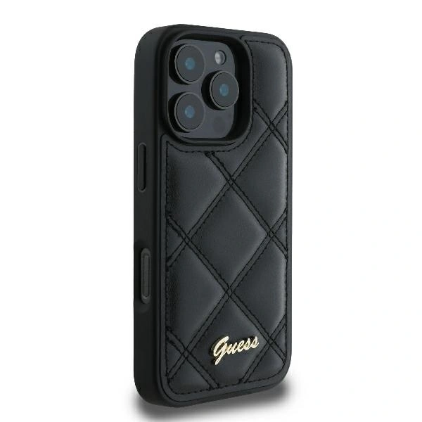 Case Guess GUHCP16LPSQSQSK Apple iPhone 16 Pro hardcase Quilted Metal Logo black