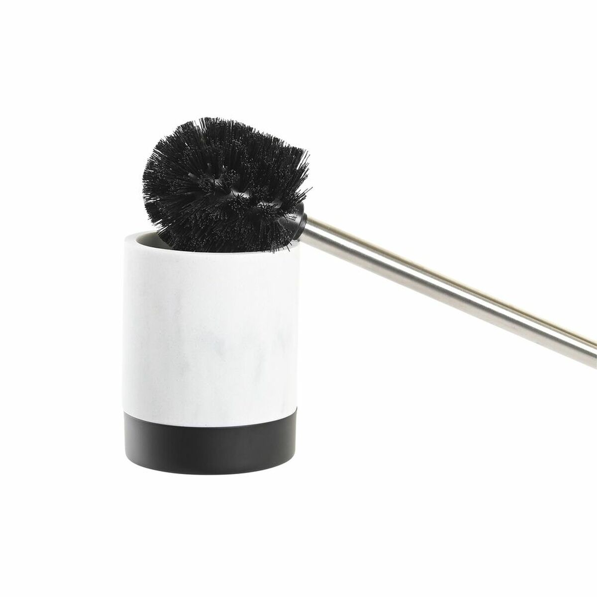 Toilet Brush DKD Home Decor 10 X 10 X 37,4 CM Black Stainless steel White Resin Marble 10 x 10 x 41 cm