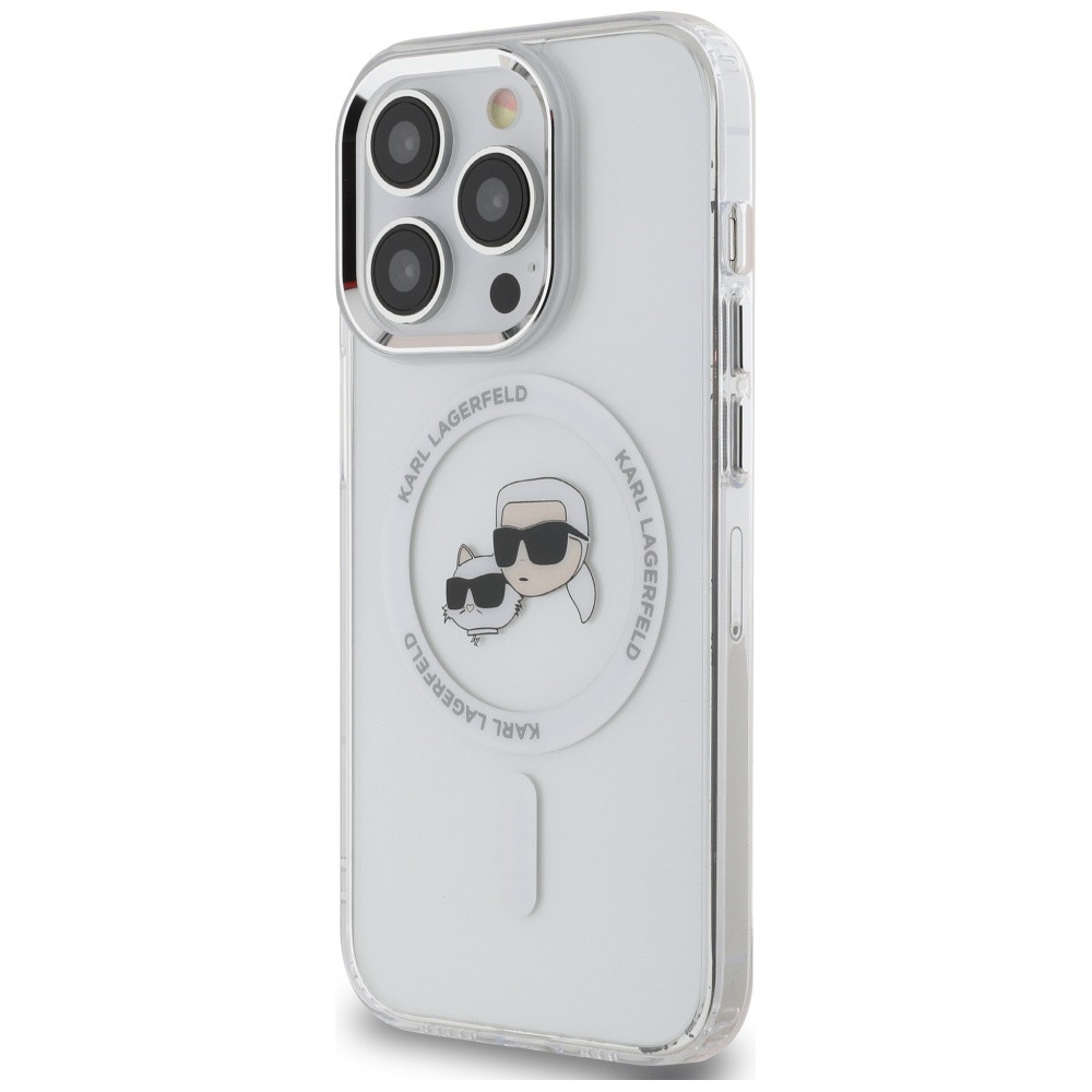 Etui Karl Lagerfeld do Apple iPhone 14 Pro hardcase IML Metal Karl&Choupette Head MagSafe biały